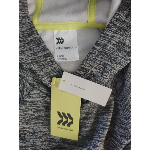 All In Motion Youth Pullover Hoodie S (6/7) Heather Gray With Thumbholes, NWT - Picture 3 of 7